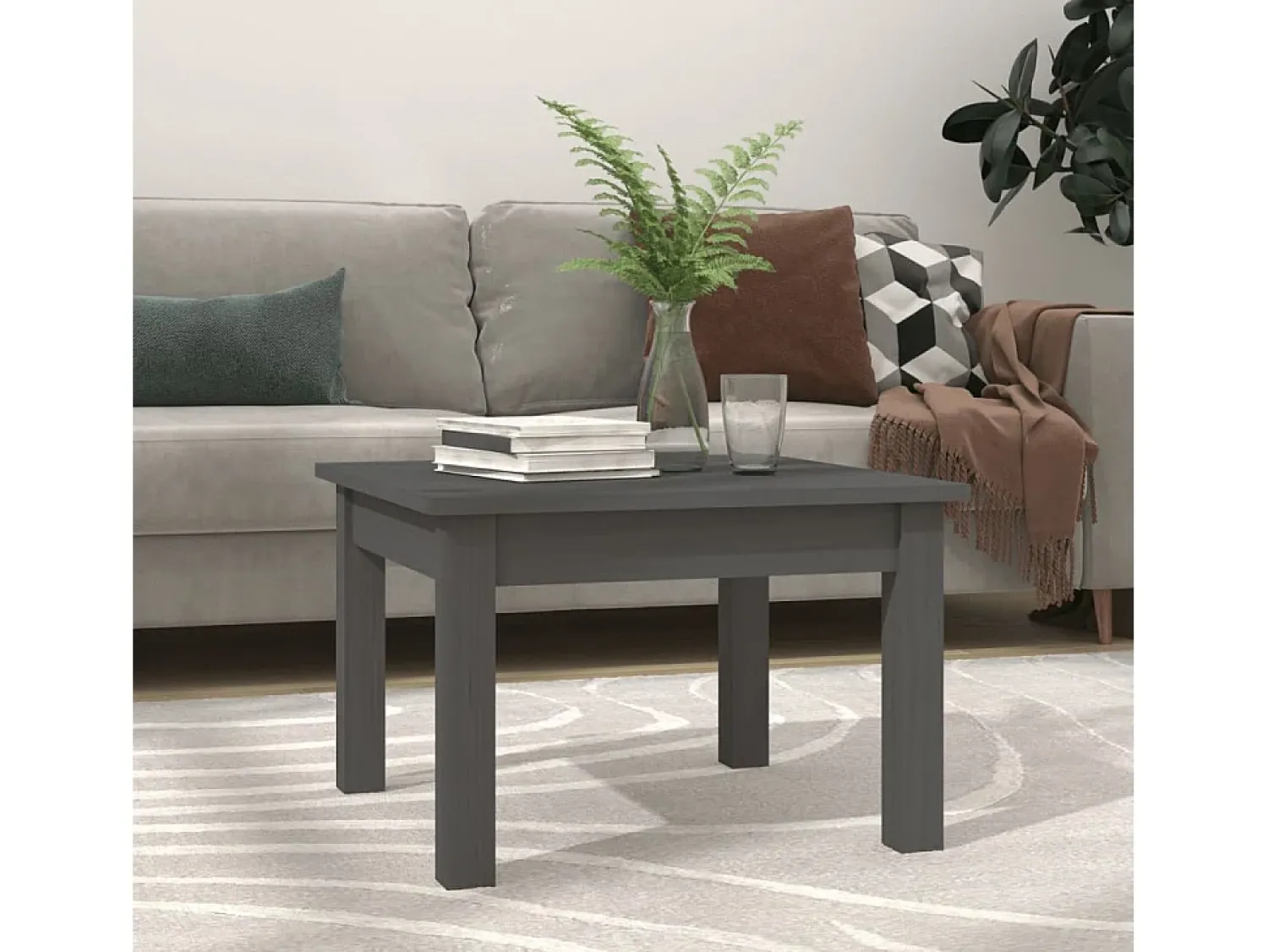 Mesa De Centro| Mesa de centro | Mesa de apoio 45x45x30 cm madeira de pinho maciça Cinzento