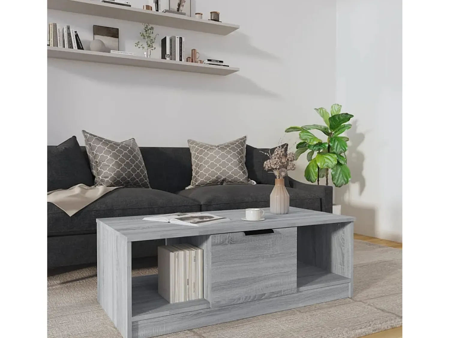 Discount Mesa de centro | Mesa de apoio 102x50x36cm derivados de madeira sonoma Cinzento