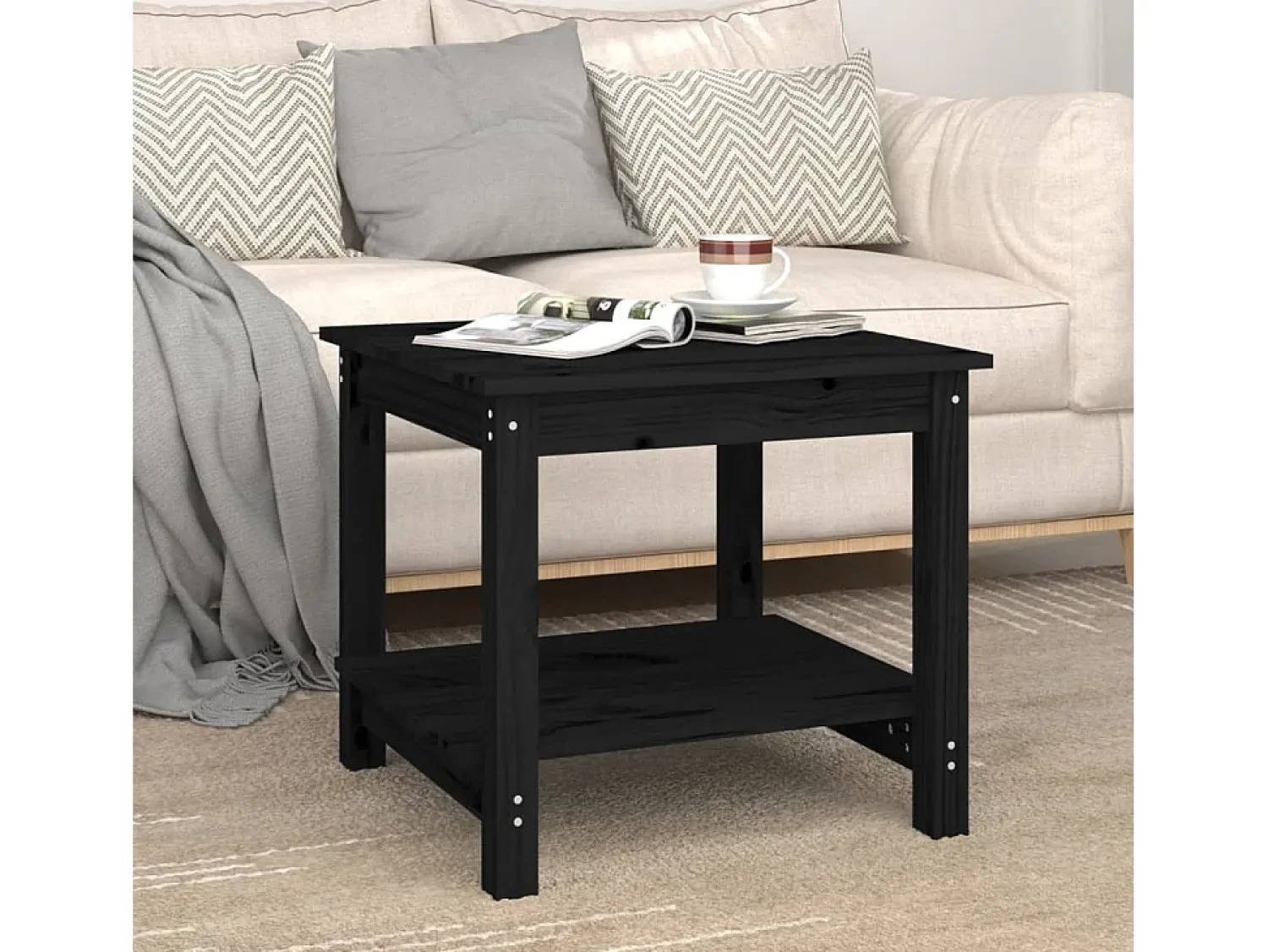 Mesa de centro | Mesa de apoio 50x50x45 cm madeira de pinho maciça^ Mesa De Centro
