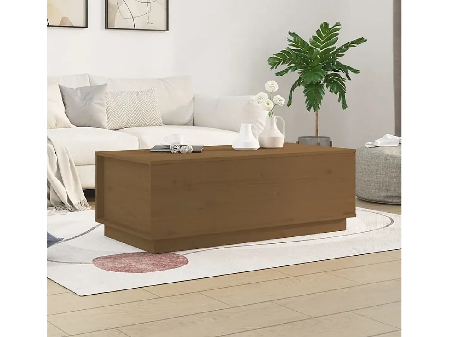 Mesa De Centro* Mesa de centro | Mesa de apoio 100x50x35 cm pinho maciço mel Castanho
