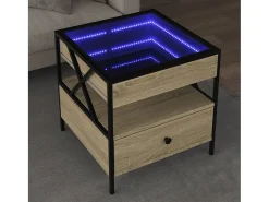 Mesa de centro | Mesa de apoio luzes LED Infinity 50x50x51 cm carvalho sonoma^ Mesa De Centro