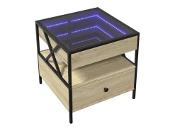 Mesa de centro | Mesa de apoio luzes LED Infinity 50x50x51 cm carvalho sonoma^ Mesa De Centro