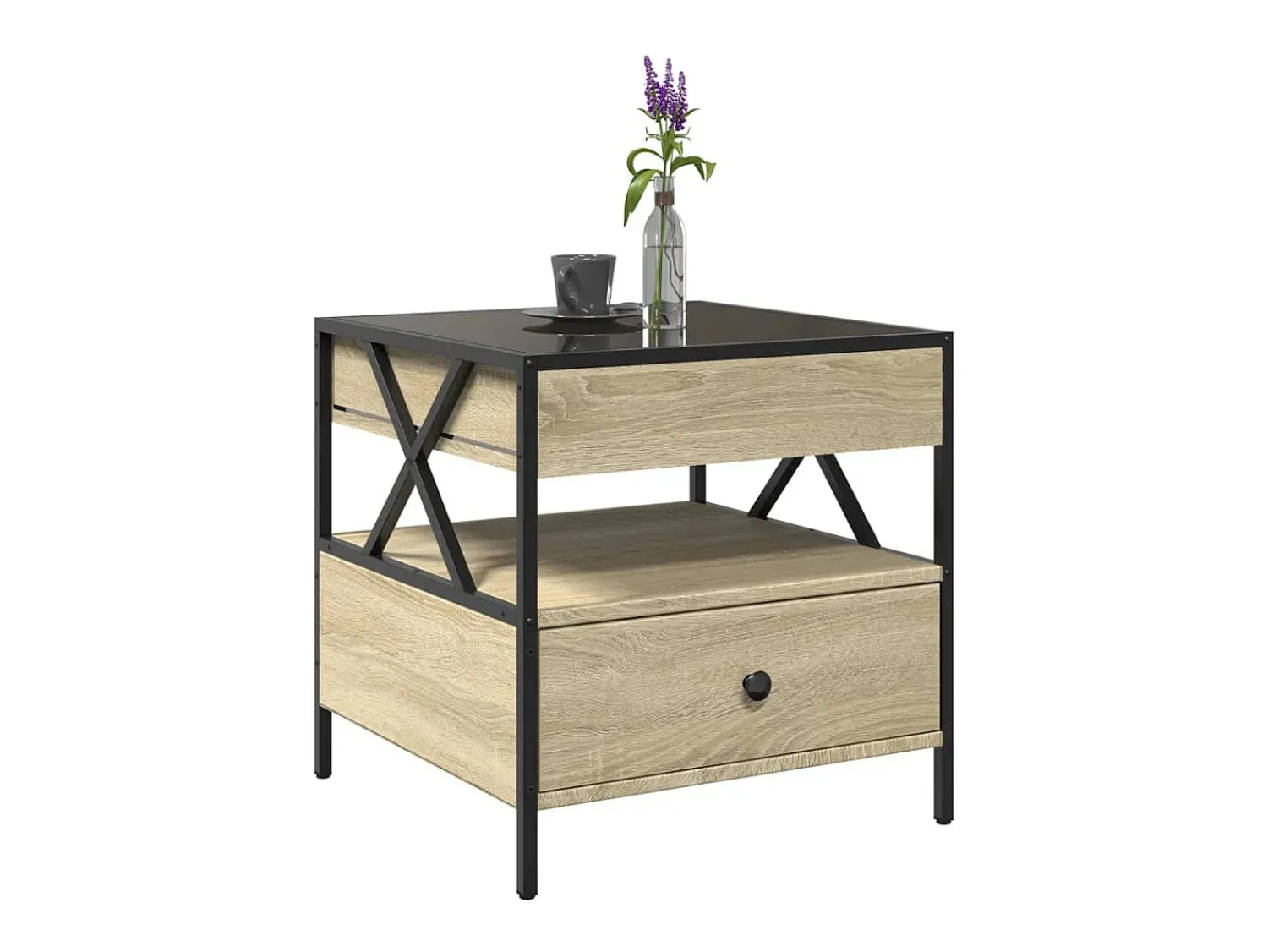 Mesa de centro | Mesa de apoio luzes LED Infinity 50x50x51 cm carvalho sonoma^ Mesa De Centro