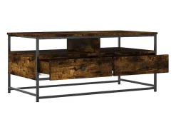 New Mesa de centro | Mesa de apoio 100x51x45 cm derivados madeira carvalho fumado Castanho