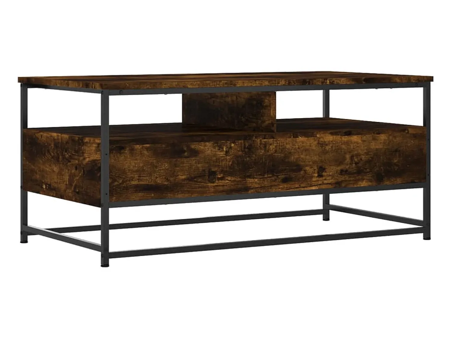 New Mesa de centro | Mesa de apoio 100x51x45 cm derivados madeira carvalho fumado Castanho
