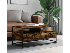 New Mesa de centro | Mesa de apoio 100x51x45 cm derivados madeira carvalho fumado Castanho