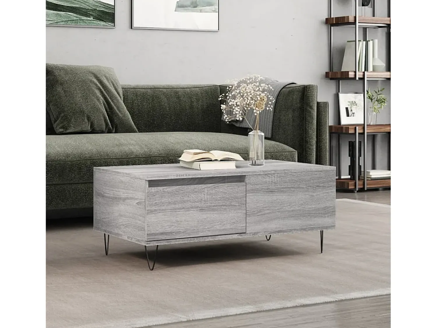 Sale Mesa de centro | Mesa de apoio 90x50x36.5 cm derivados madeira sonoma Cinzento