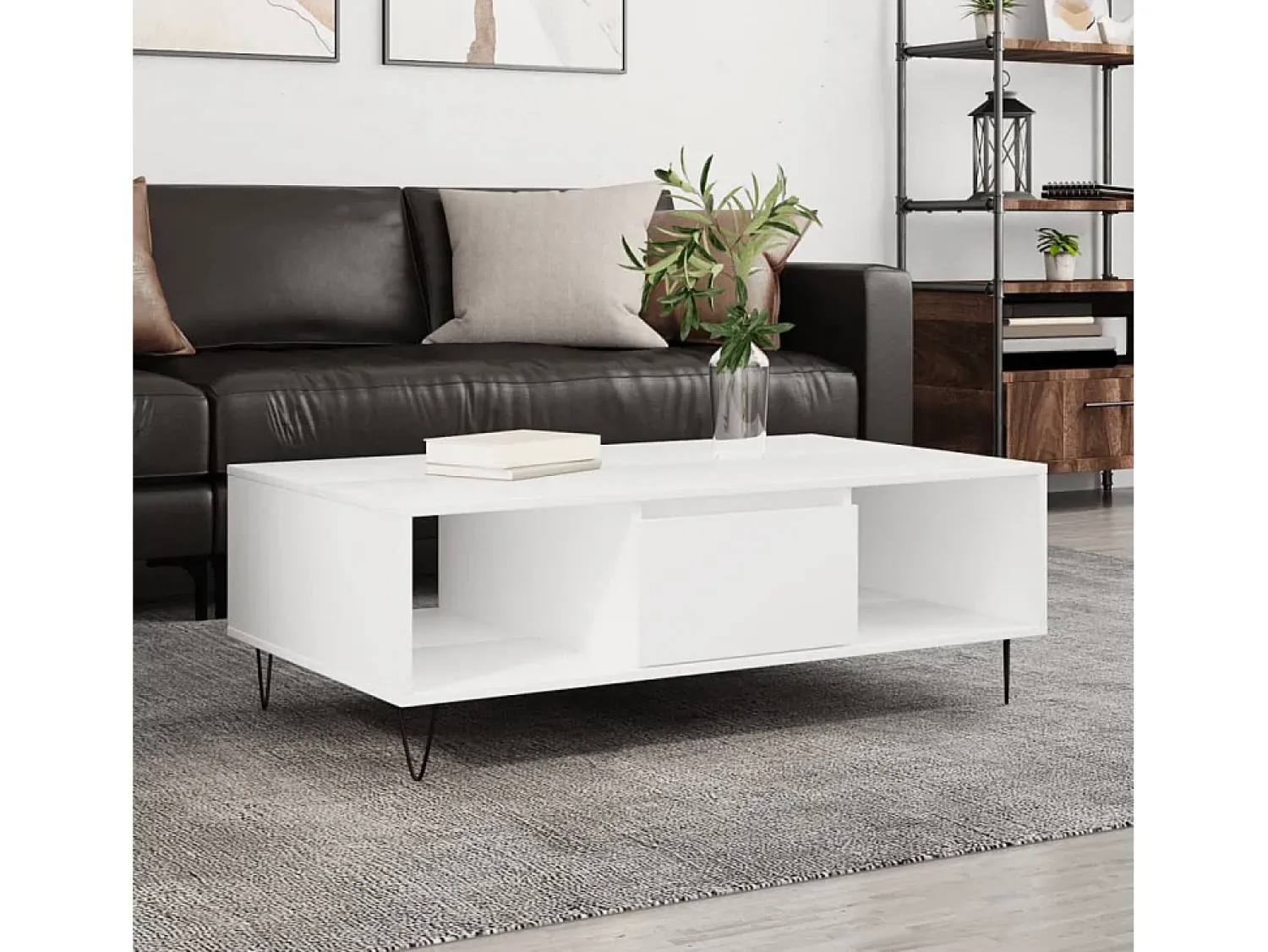 Mesa De Centro| Mesa de centro | Mesa de apoio 104x60x35 cm derivados de madeira Branco