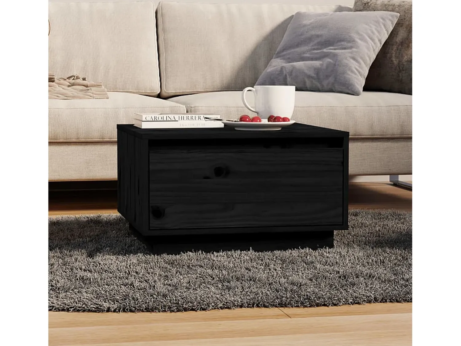 Mesa De Centro* Mesa de centro | Mesa de apoio 55x56x32 cm pinho maciço Preto