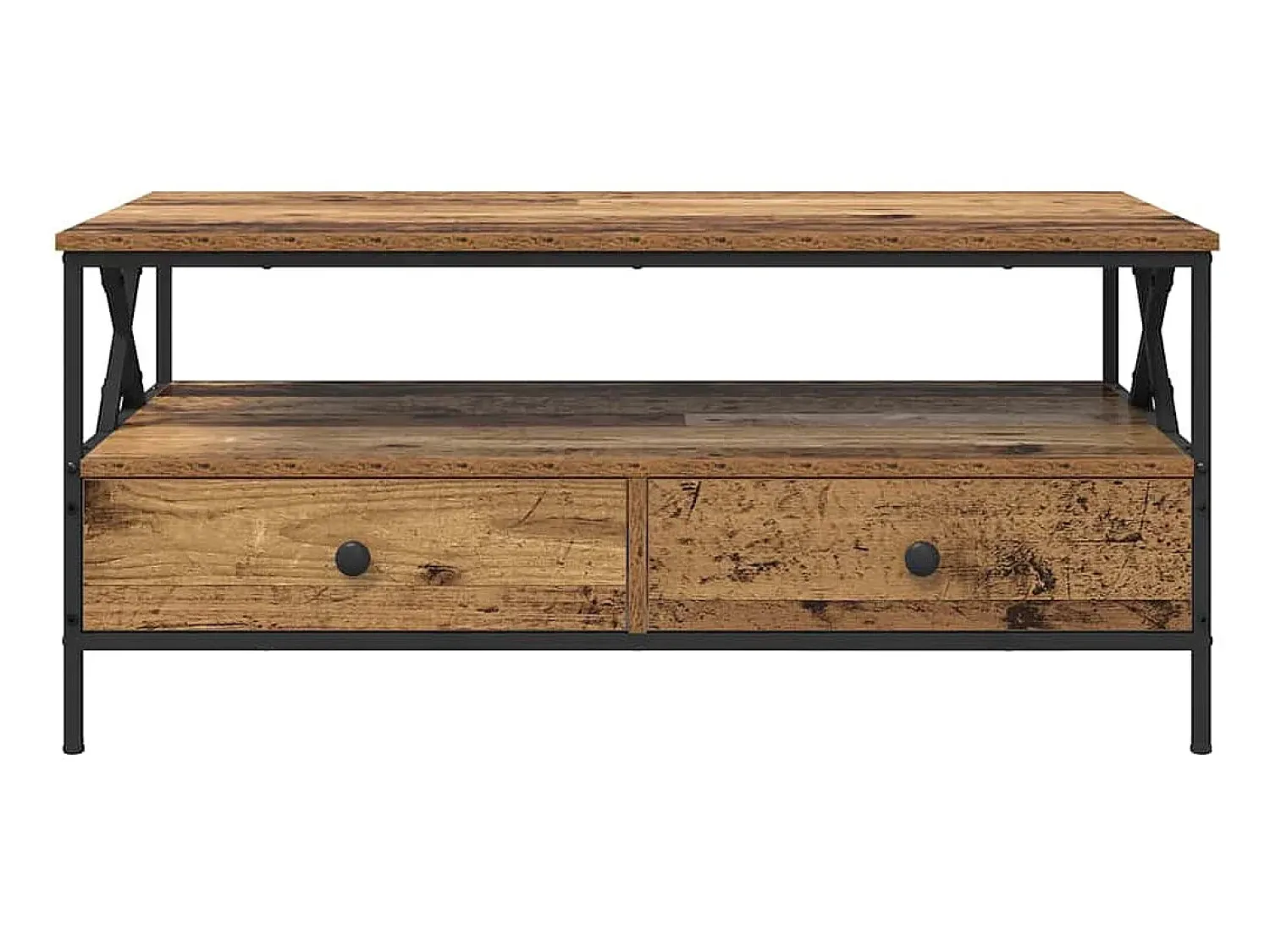 Mesa De Centro| Mesa de centro | Mesa de apoio with Drawer Madeira antiga 100x51x45 cm Castanho