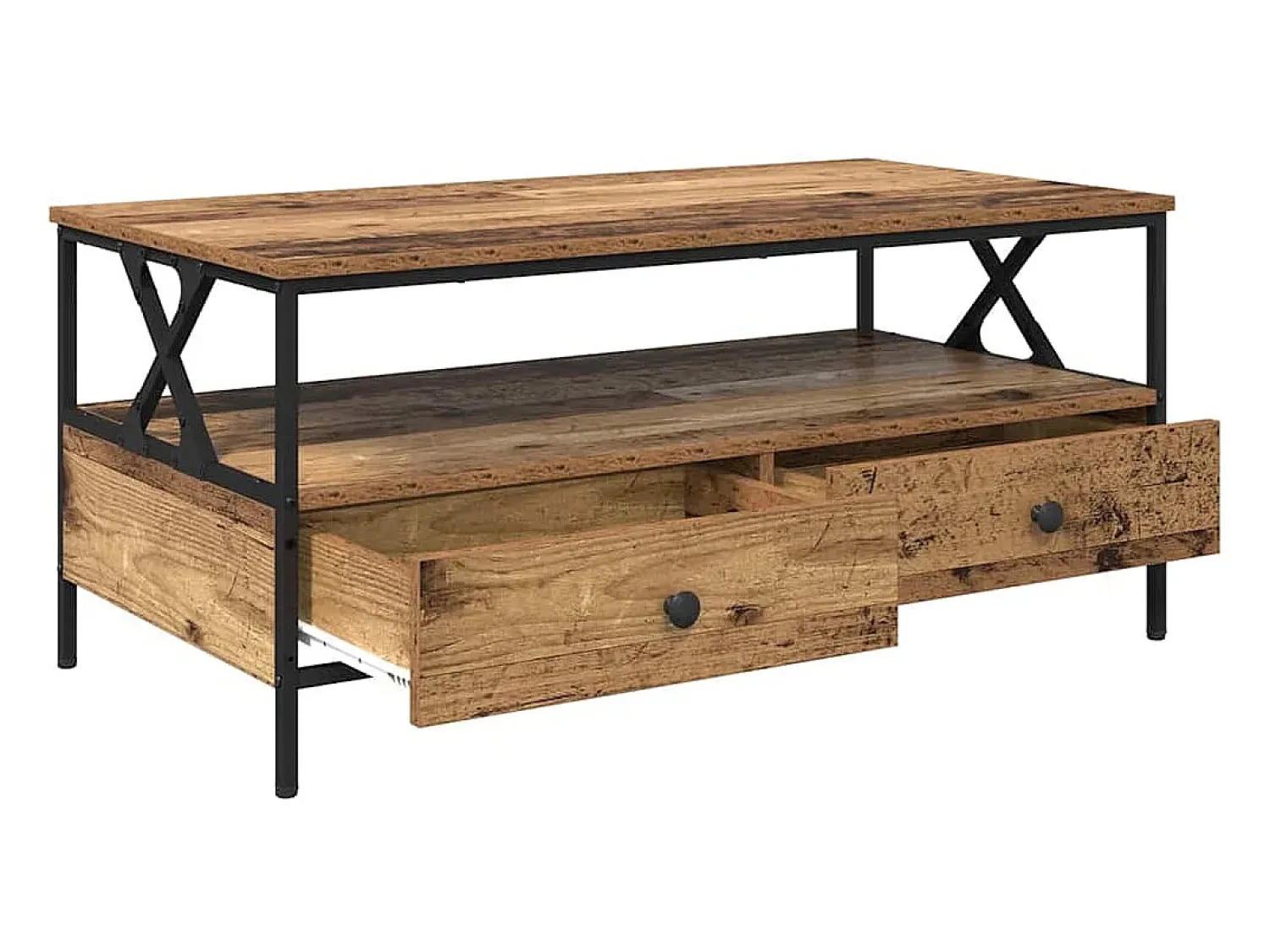 Mesa De Centro| Mesa de centro | Mesa de apoio with Drawer Madeira antiga 100x51x45 cm Castanho
