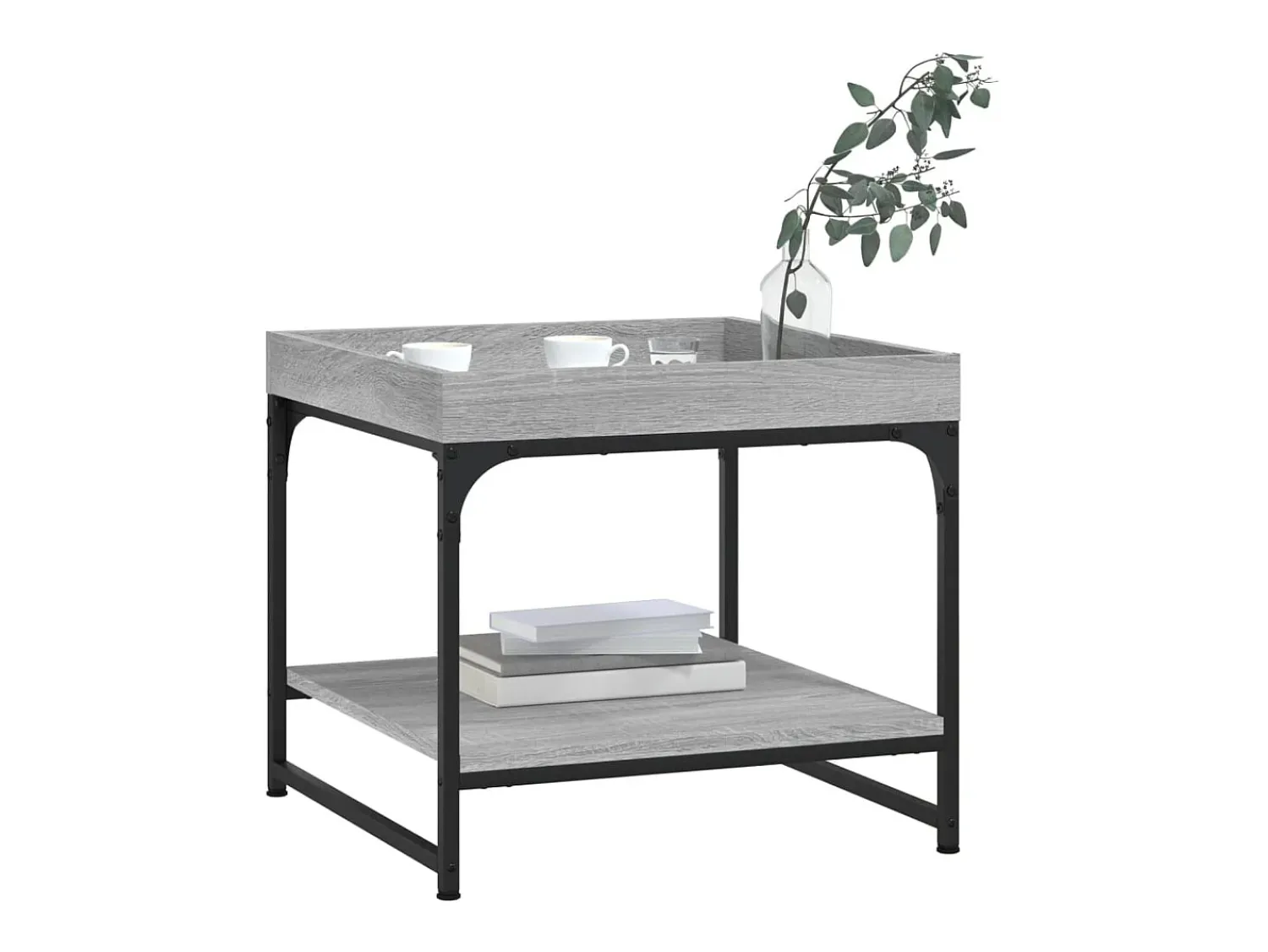 Mesa de centro | Mesa de apoio 49.5x49.5x45cm derivados de madeira cinza sonoma^ Mesa De Centro