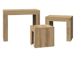 Hot Mesa de centro | Mesa de apoio encastrar 3 pcs deriv. madeira carvalho artisiano Castanho