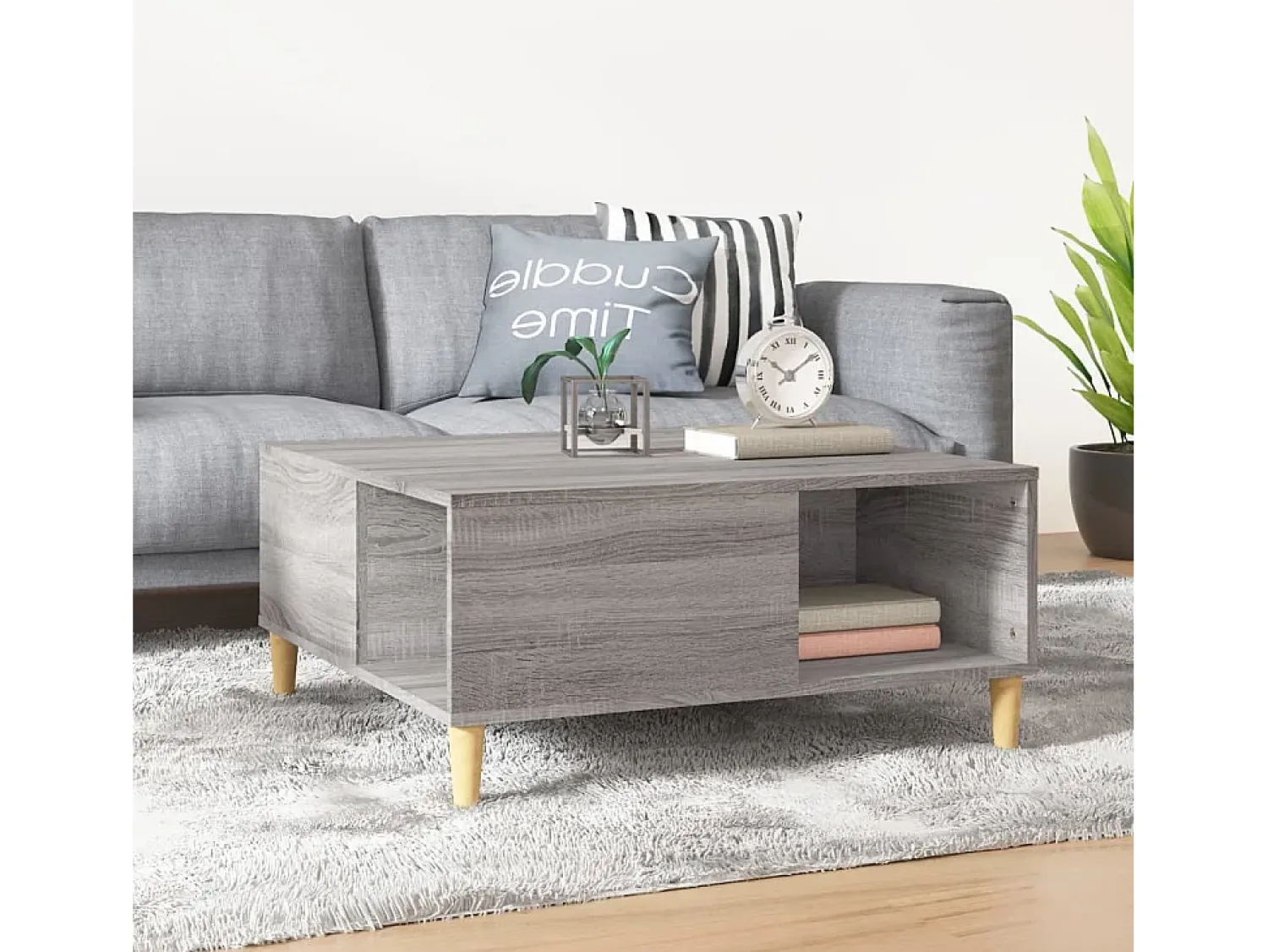 Hot Mesa de centro | Mesa de apoio 80x80x36.5 cm derivados madeira sonoma Cinzento
