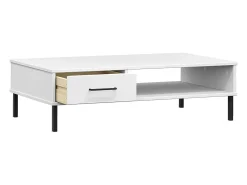 Hot Mesa de centro | Mesa de apoio c/ pernas de metal pinho maciço OSLO Branco