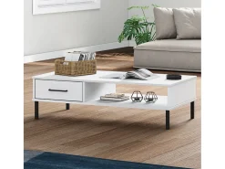 Hot Mesa de centro | Mesa de apoio c/ pernas de metal pinho maciço OSLO Branco