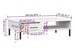 Hot Mesa de centro | Mesa de apoio c/ pernas de metal pinho maciço OSLO Branco