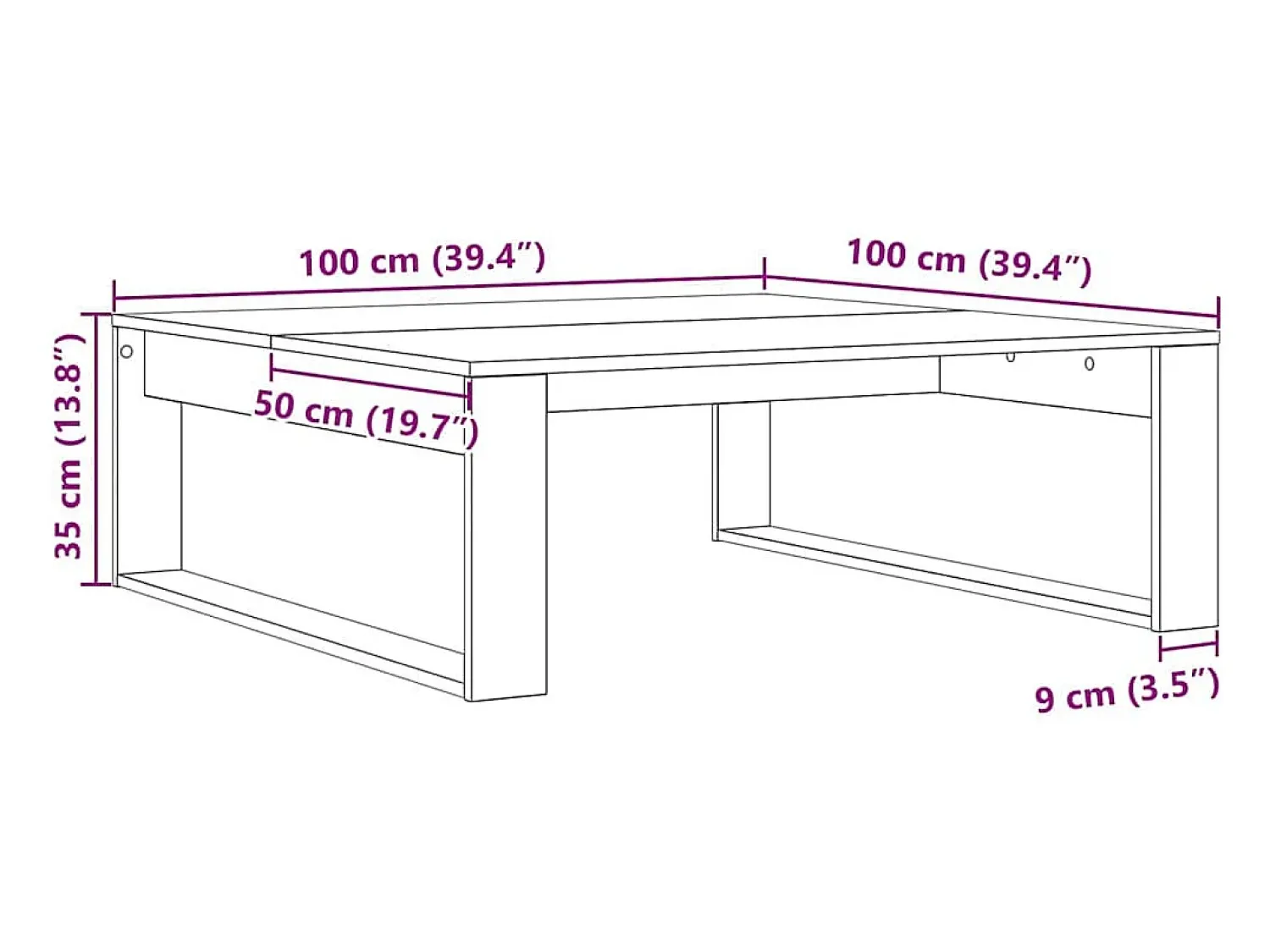 Mesa de centro | Mesa de apoio Carvalho 100x100x35 cm^ Mesa De Centro