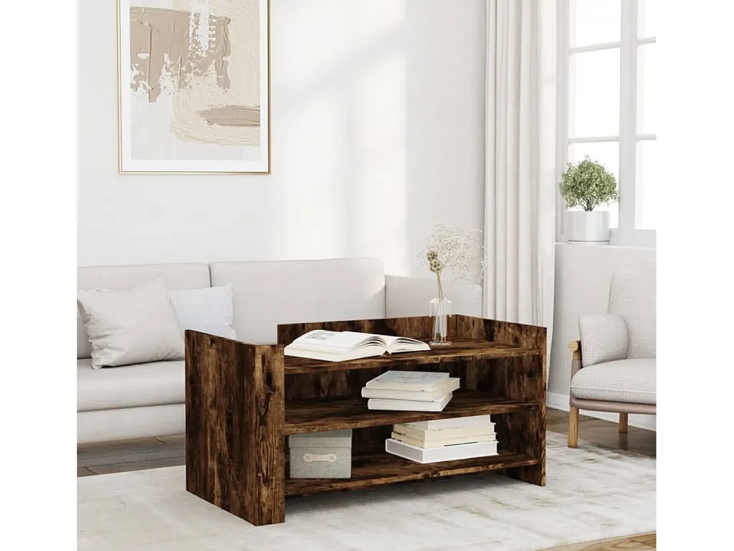 Sale Mesa de centro | Mesa de apoio 100x50x50cm derivados de madeira carvalho fumado Castanho