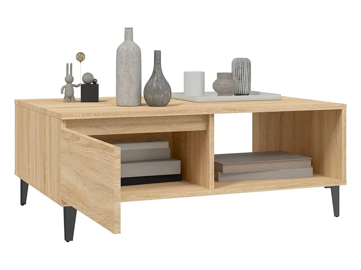 Mesa De Centro* Mesa de centro | Mesa de apoio 90x60x35 cm derivados de madeira carvalho sonoma Castanho