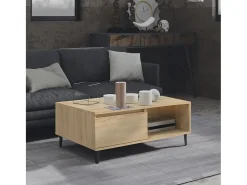 Mesa De Centro* Mesa de centro | Mesa de apoio 90x60x35 cm derivados de madeira carvalho sonoma Castanho