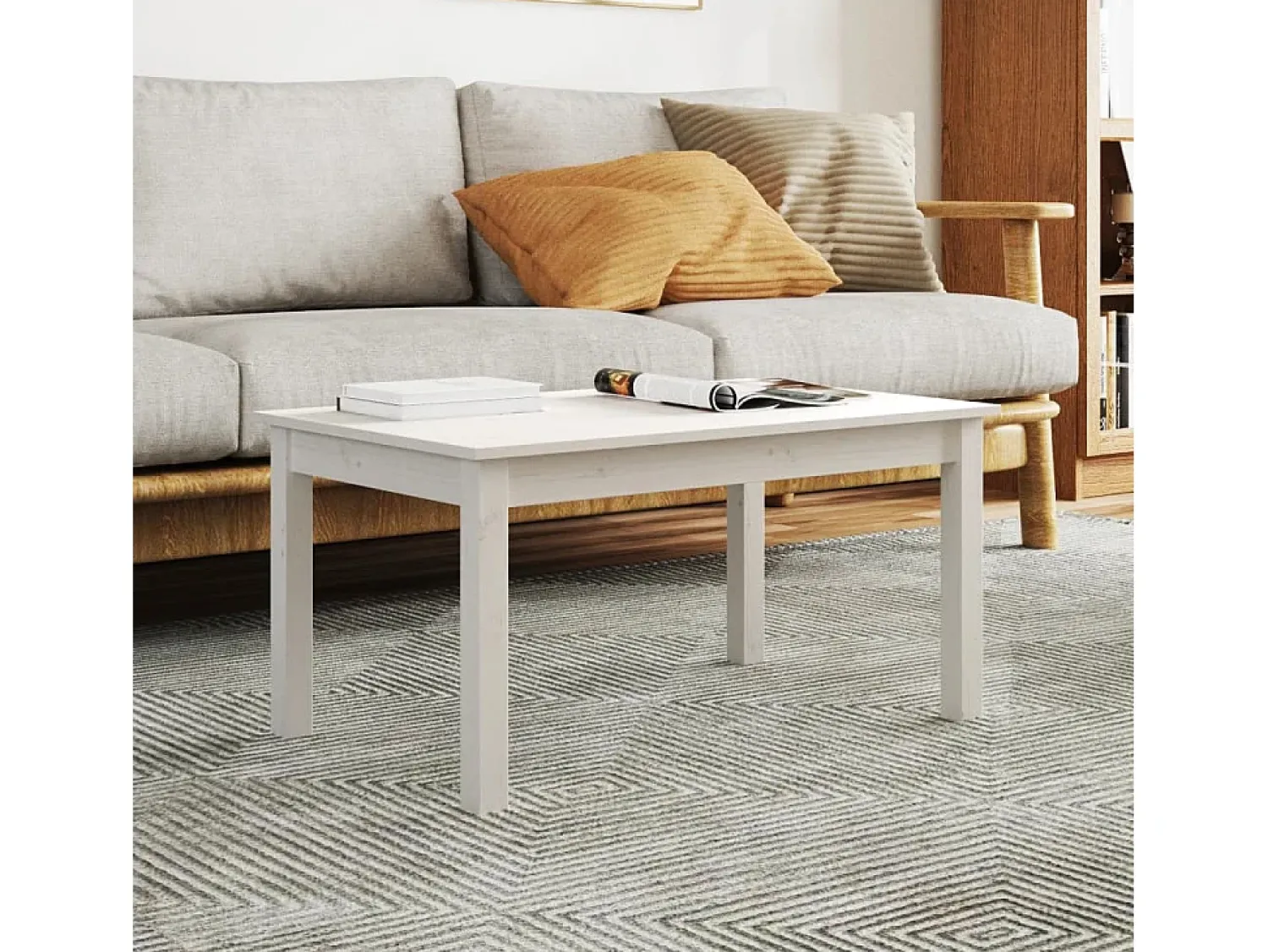 Online Mesa de centro | Mesa de apoio 80x50x40 cm madeira de pinho maciça Branco