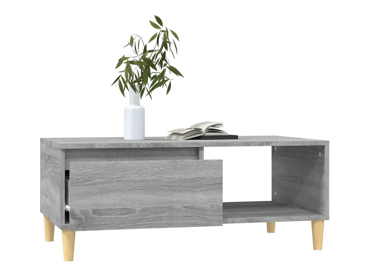 Mesa De Centro* Mesa de centro | Mesa de apoio 90x50x36.5 cm derivados madeira sonoma Cinzento