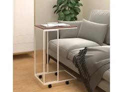 Outlet Mesa de centro | Mesa de apoio c/ rodas 40x30x63.5cm derivados de madeira branca Branco