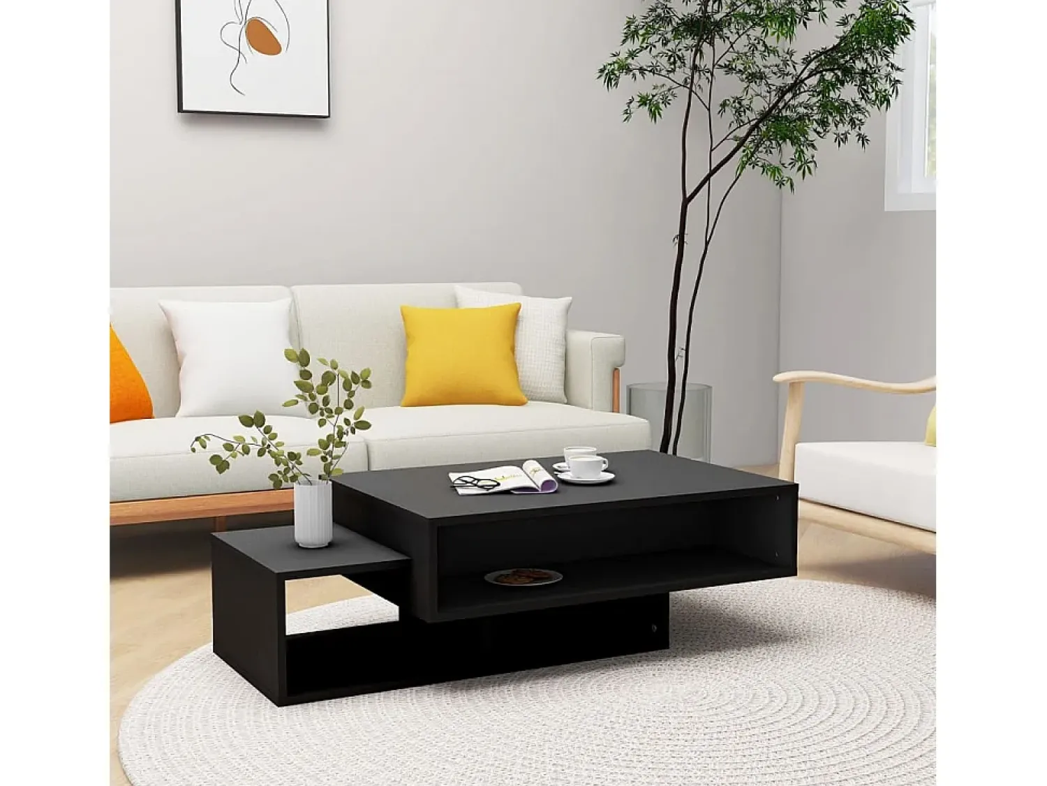 Mesa de centro | Mesa de apoio 105x55x32 cm derivados de madeira^ Mesa De Centro