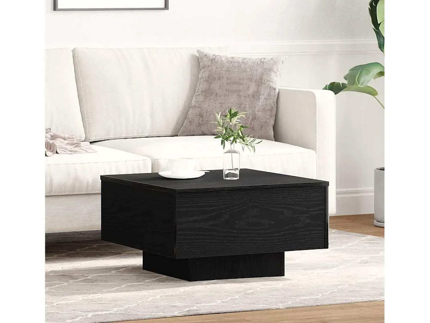 New Mesa de centro | Mesa de apoio Carvalho 55x55x31 cm Preto