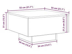 New Mesa de centro | Mesa de apoio Carvalho 55x55x31 cm Preto