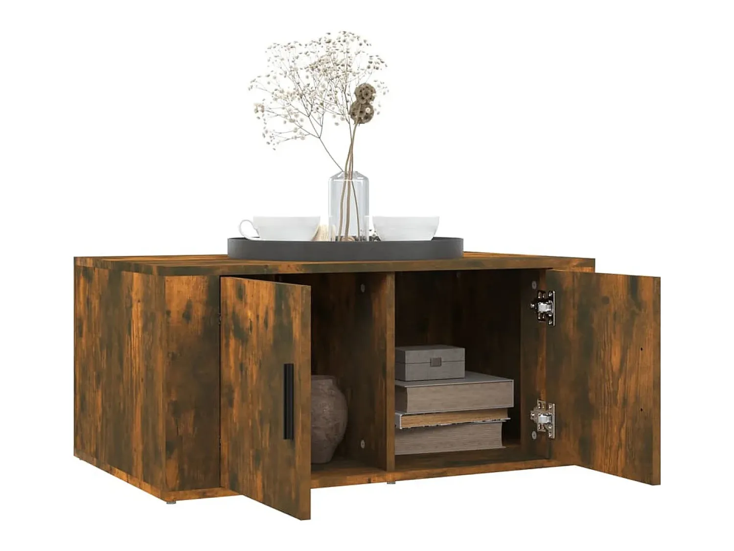 Mesa de centro | Mesa de apoio 80x50x36 cm derivados madeira carvalho fumado^ Mesa De Centro
