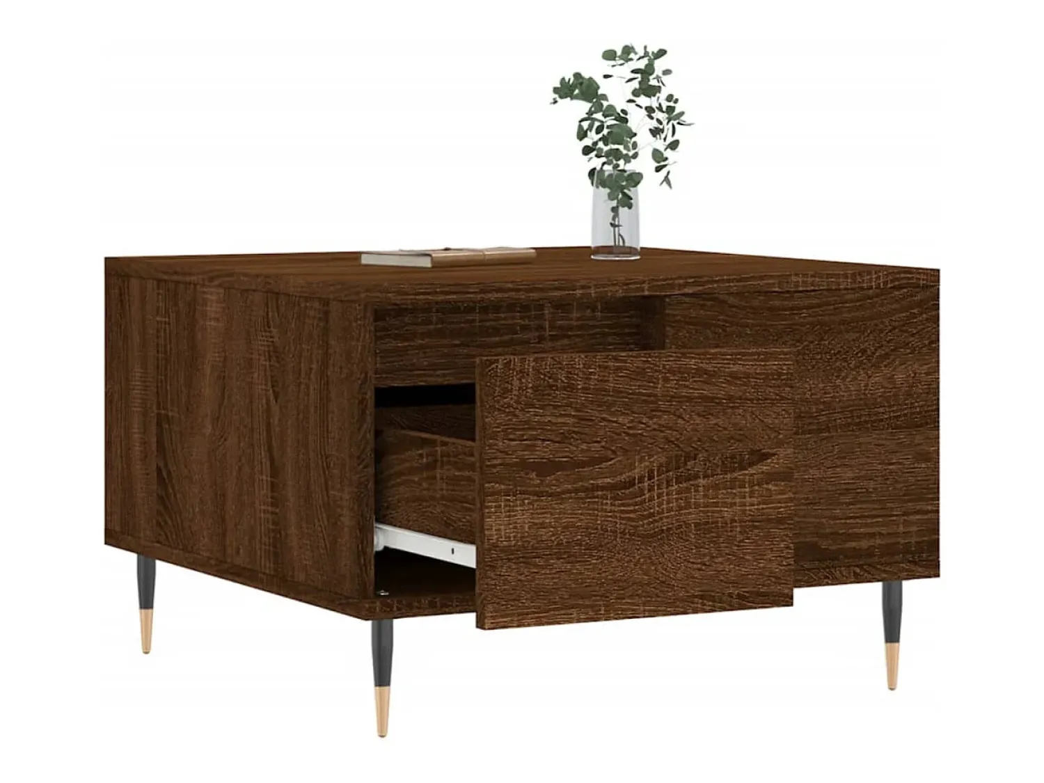 Mesa De Centro| Mesa de centro | Mesa de apoio 55x55x36.5cm derivados madeira carvalho Castanho