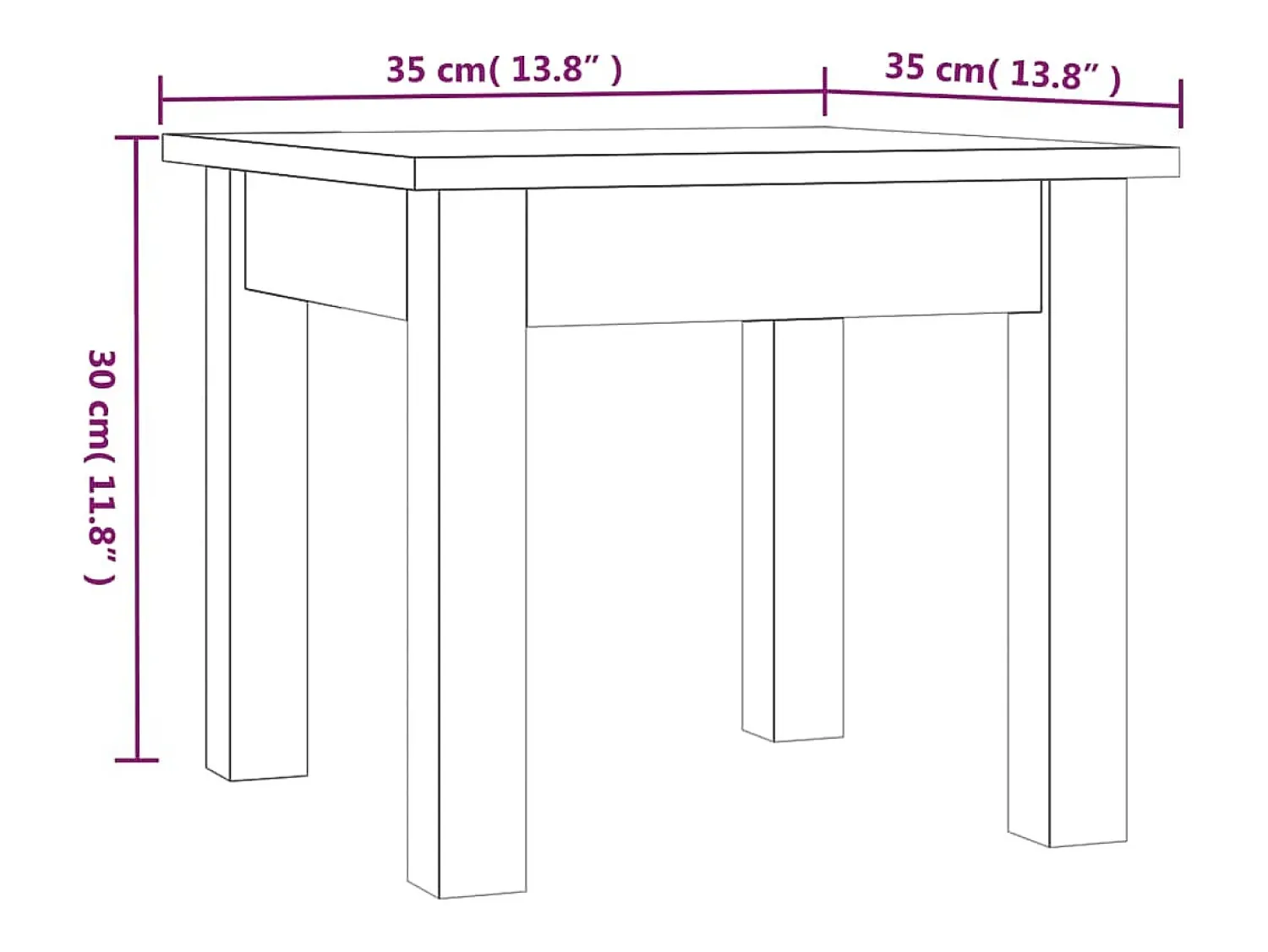 Mesa de centro | Mesa de apoio 35x35x30 cm pinho maciço mel Castanho