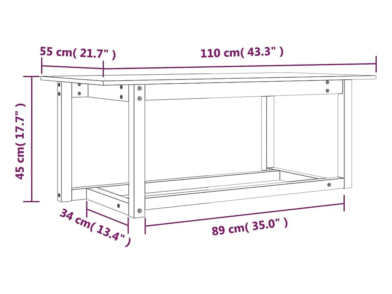 Mesa De Centro| Mesa de centro | Mesa de apoio 110x55x45 cm madeira de pinho maciça Cinzento