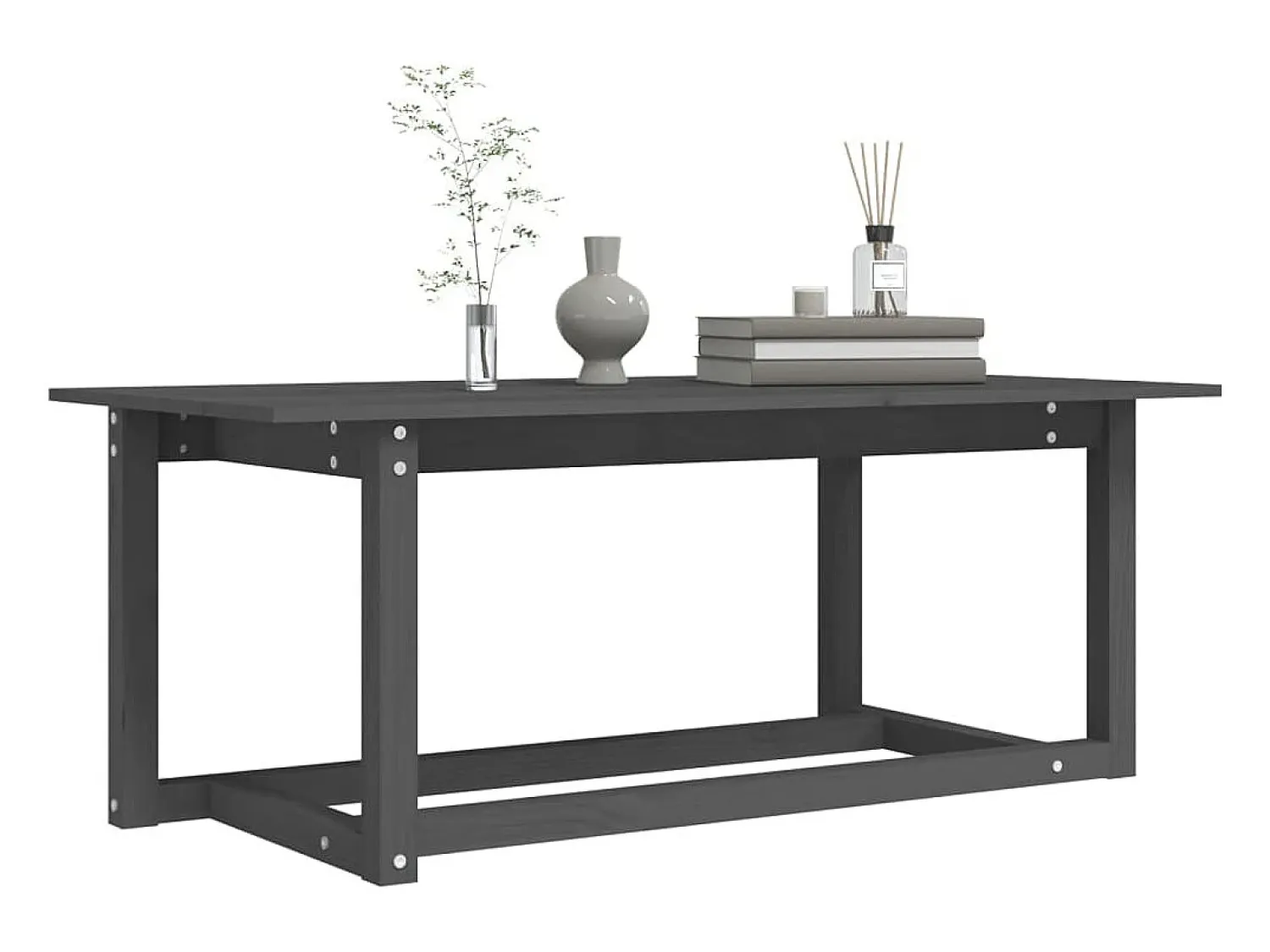 Mesa De Centro| Mesa de centro | Mesa de apoio 110x55x45 cm madeira de pinho maciça Cinzento