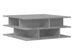 Mesa de centro | Mesa de apoio 70x70x29 cm madeira processada cinza cimento^ Mesa De Centro