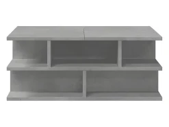 Mesa de centro | Mesa de apoio 70x70x29 cm madeira processada cinza cimento^ Mesa De Centro