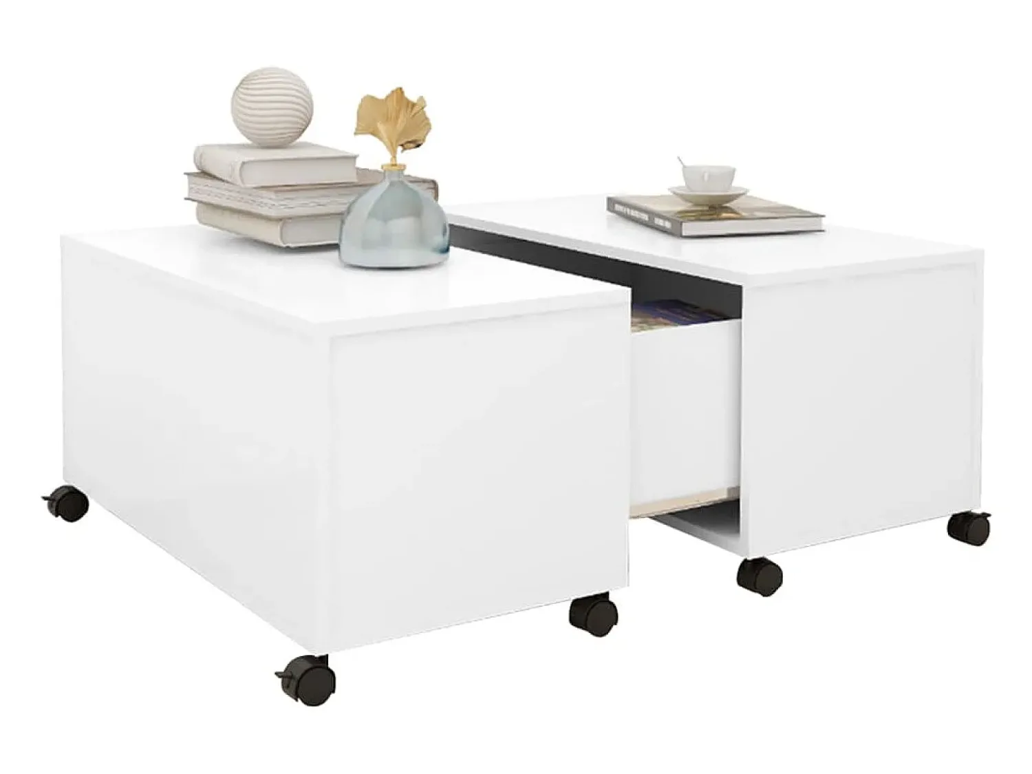 Mesa De Centro| Mesa de centro | Mesa de apoio 75x75x38 cm contraplacado Branco