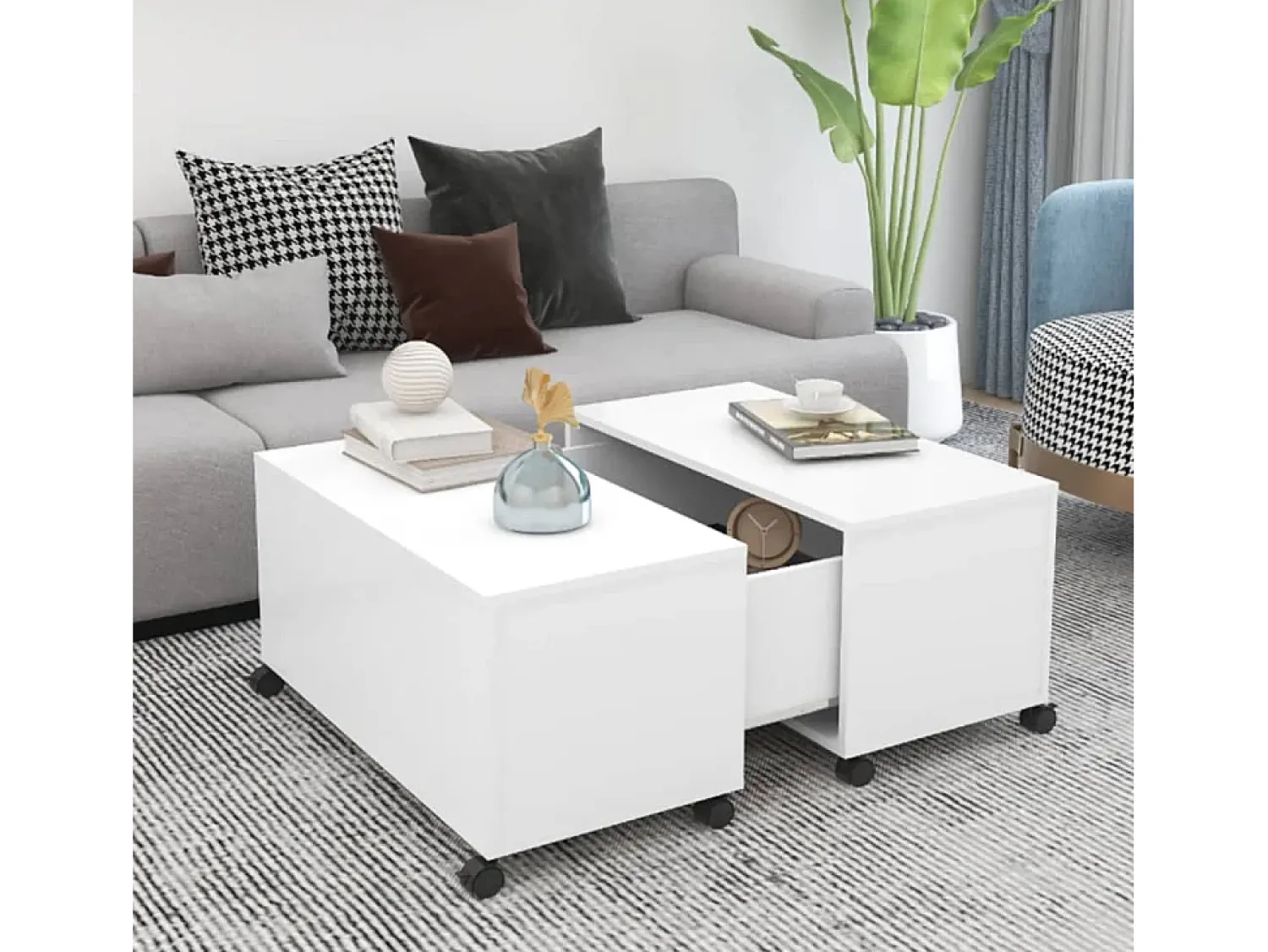 Mesa De Centro| Mesa de centro | Mesa de apoio 75x75x38 cm contraplacado Branco