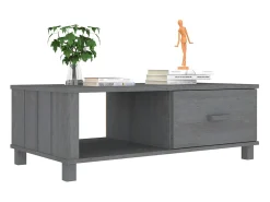 Clearance Mesa de centro | Mesa de apoio HAMAR 100x55x35 cm pinho maciço cinza-escuro Cinzento