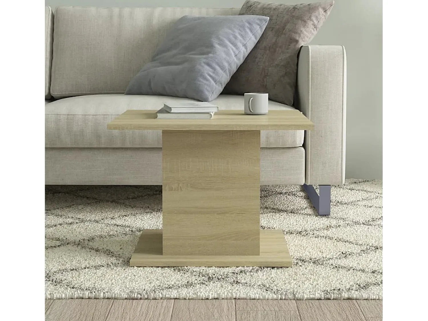 Online Mesa de centro | Mesa de apoio 55.5x55.5x40cm derivados madeira carvalho sonoma Bege