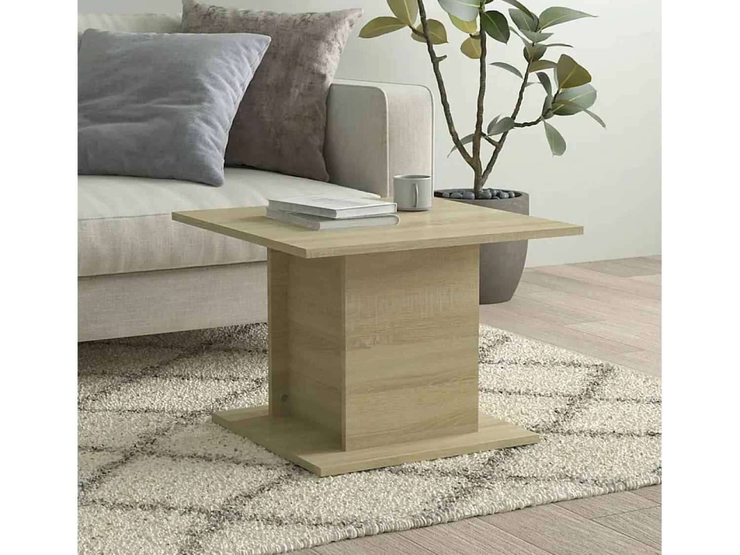 Online Mesa de centro | Mesa de apoio 55.5x55.5x40cm derivados madeira carvalho sonoma Bege