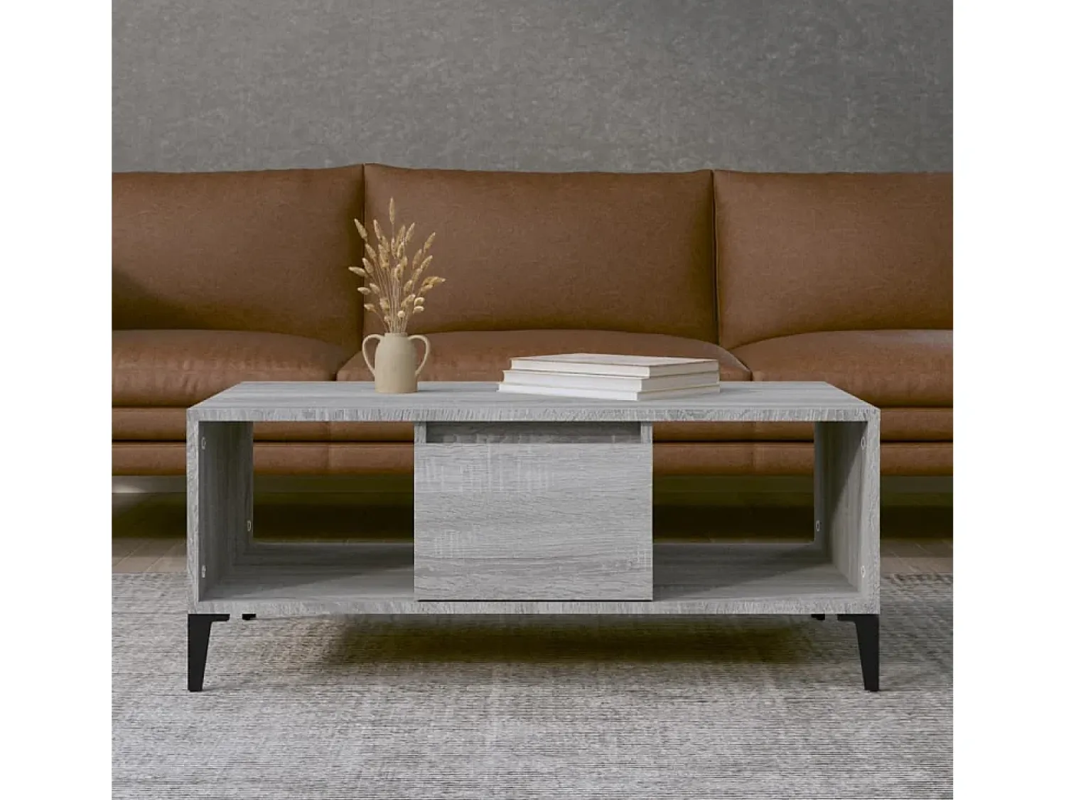 Hot Mesa de centro | Mesa de apoio 90x50x36.5 cm derivados madeira sonoma Cinzento