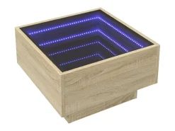 Mesa De Centro| Mesa de centro | Mesa de apoio c/ LEDs 50x50x30 cm derivados de madeira Castanho