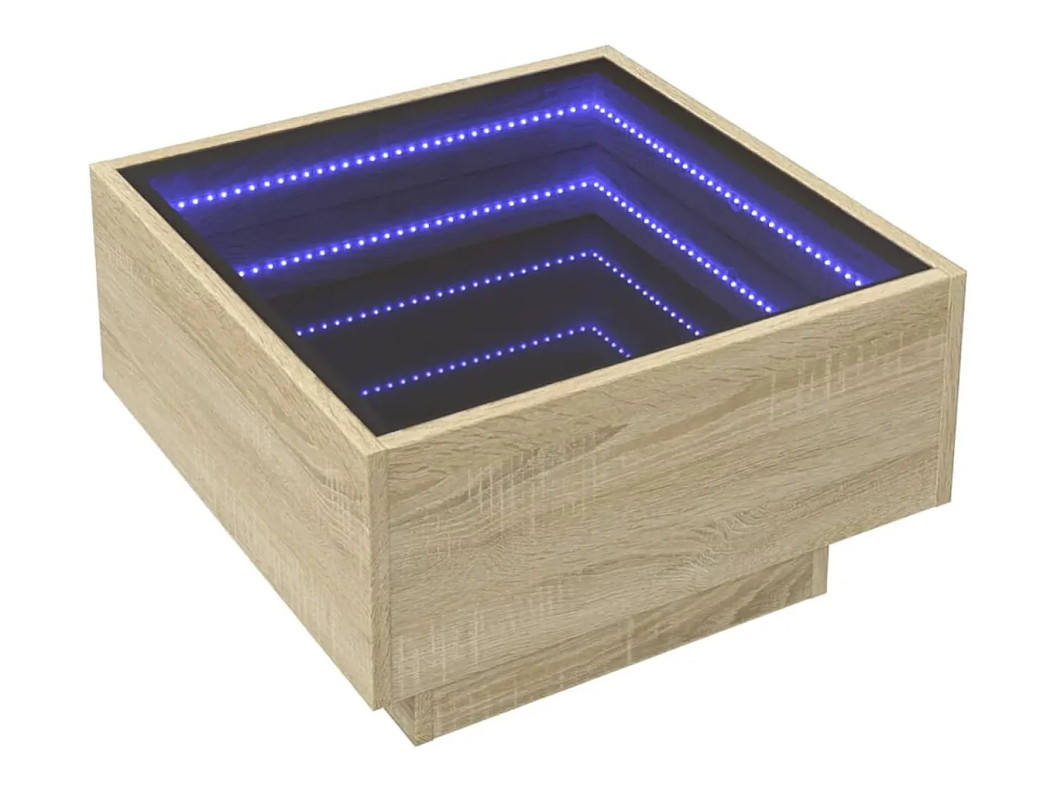 Mesa De Centro| Mesa de centro | Mesa de apoio c/ LEDs 50x50x30 cm derivados de madeira Castanho