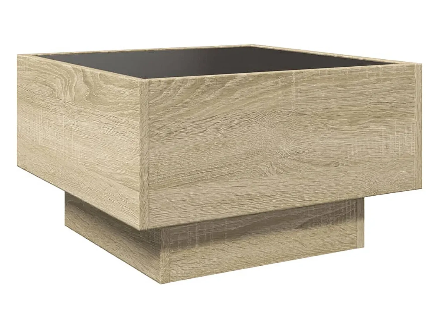 Mesa De Centro| Mesa de centro | Mesa de apoio c/ LEDs 50x50x30 cm derivados de madeira Castanho