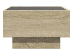 Mesa De Centro| Mesa de centro | Mesa de apoio c/ LEDs 50x50x30 cm derivados de madeira Castanho