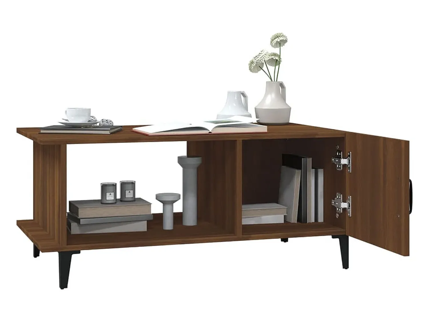Mesa De Centro* Mesa de centro | Mesa de apoio 90x50x40 cm derivados de madeira carvalho Castanho