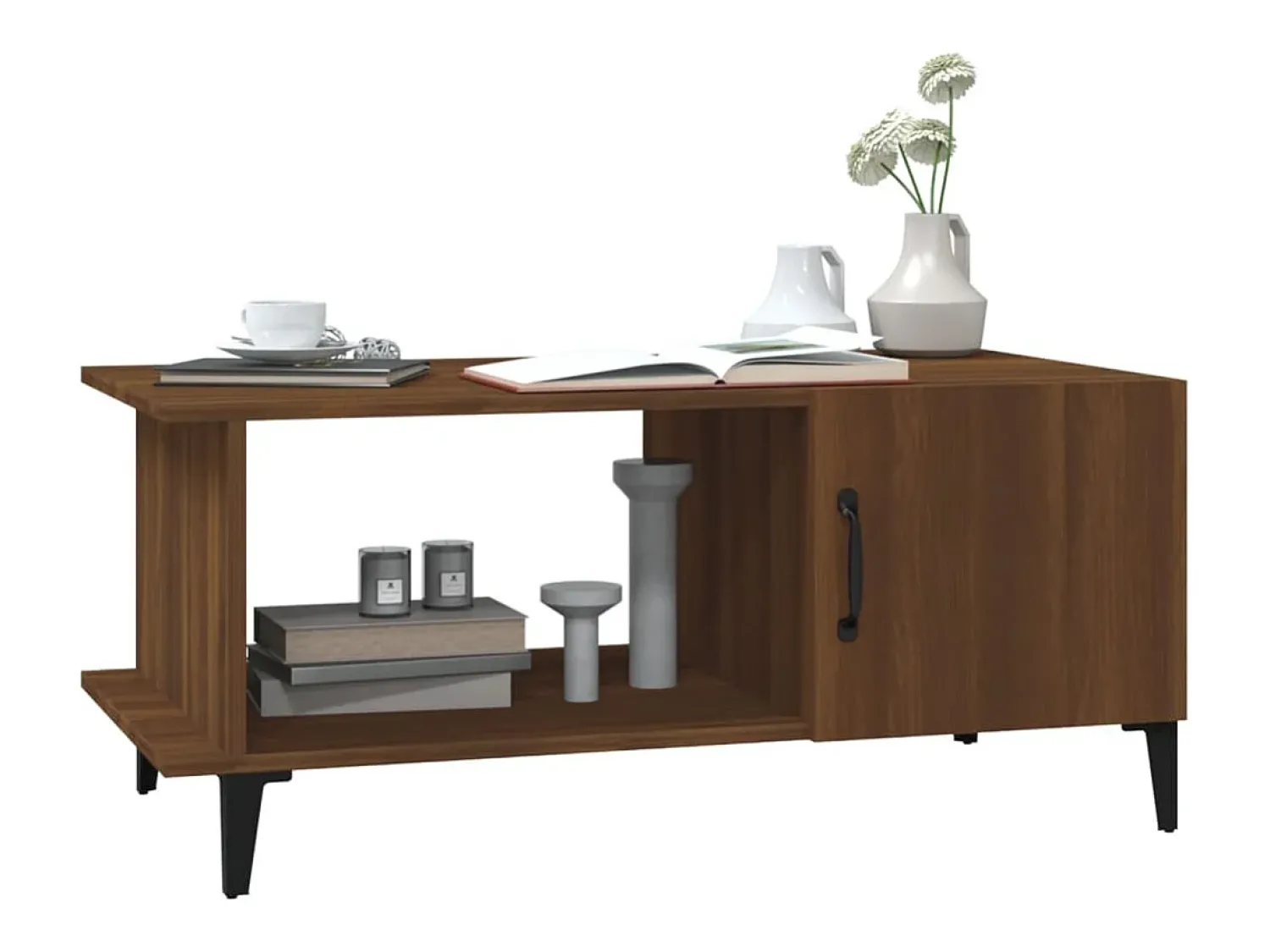 Mesa De Centro* Mesa de centro | Mesa de apoio 90x50x40 cm derivados de madeira carvalho Castanho